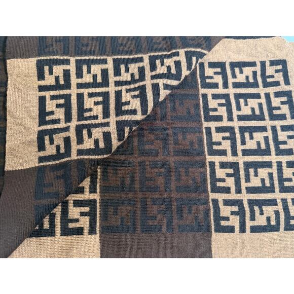 Fendi Zucca Wool Scarf in Brown - Picture 1 of 5